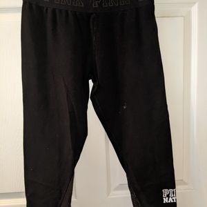 Victoria Secret Pink Black Leggings Size L Preowned